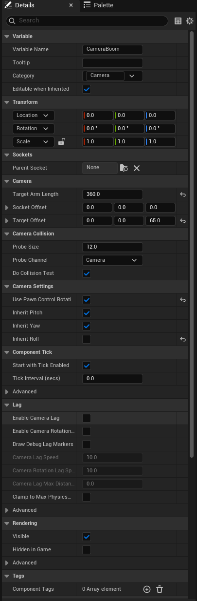 Camera Boom Settings