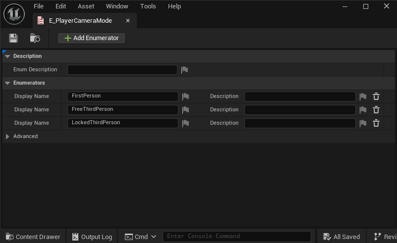 Player Camera Mode Enum