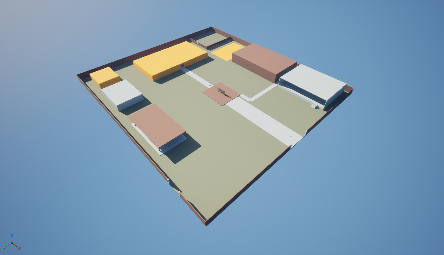 Early color blockout of the Boneyard